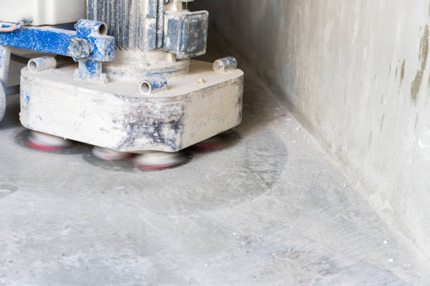 istock Grinding and polishing concrete floor 889294228