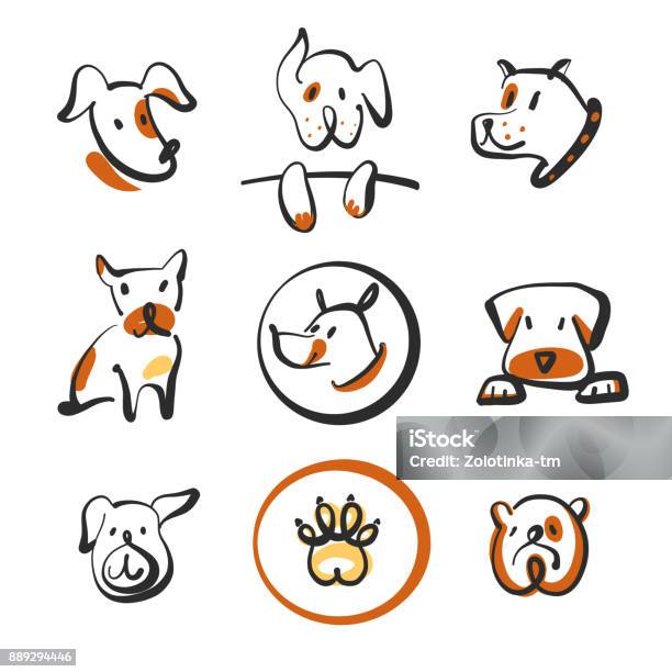 Freehand Drawing Image Face Dog Isolated On White Background Set Of Funny  Cartoon Vector Illustration For Concept Template Logo For Pet Shop  Veterinary Clinic Stock Illustration - Download Image Now - iStock
