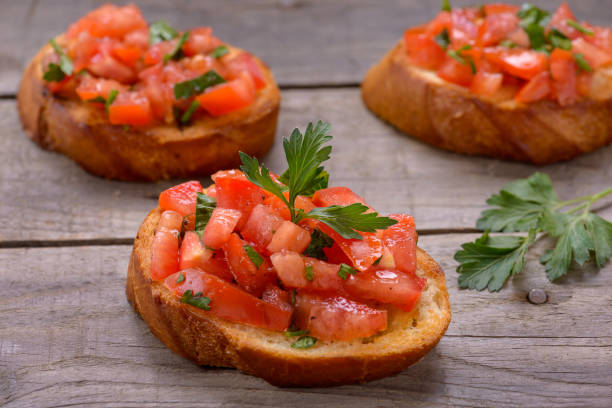 istock Bruschetta with tomatoes and herbs 889320856
