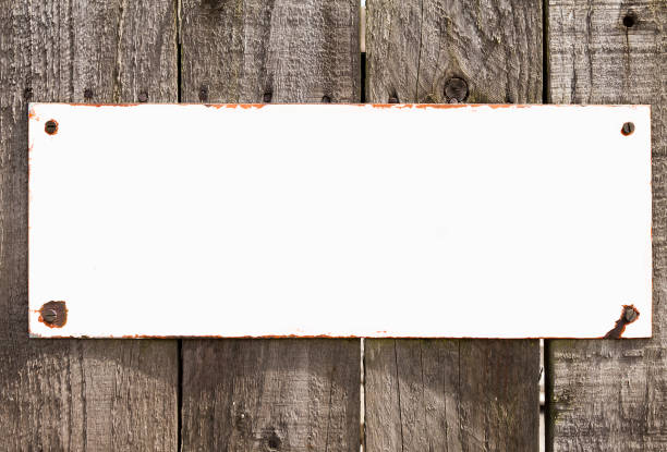 istock Vintage blank rustic white metal sign On Wooden Background. 889362474
