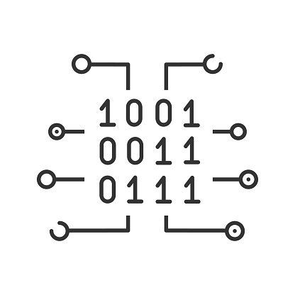 Binary code linear vector icon. Thin line. Digital data