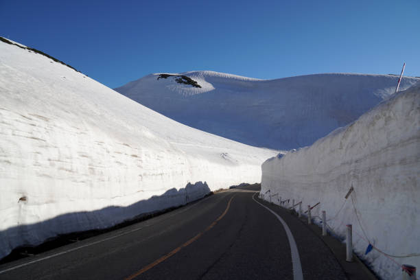 istock Alpine route snow wall Japan 889382028