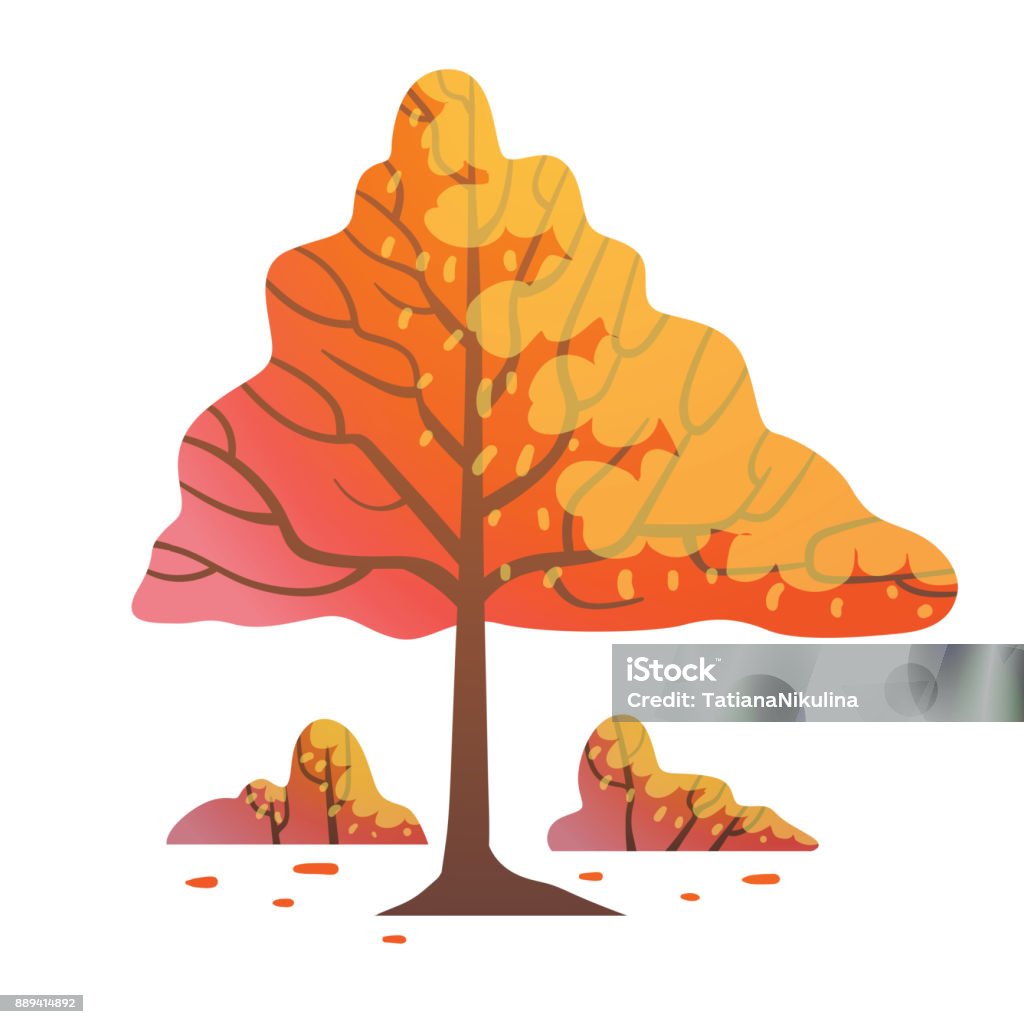 Triangular Tree Cartoon Bright Orange Triangular Tree Stock Illustration - Download Image Now ...