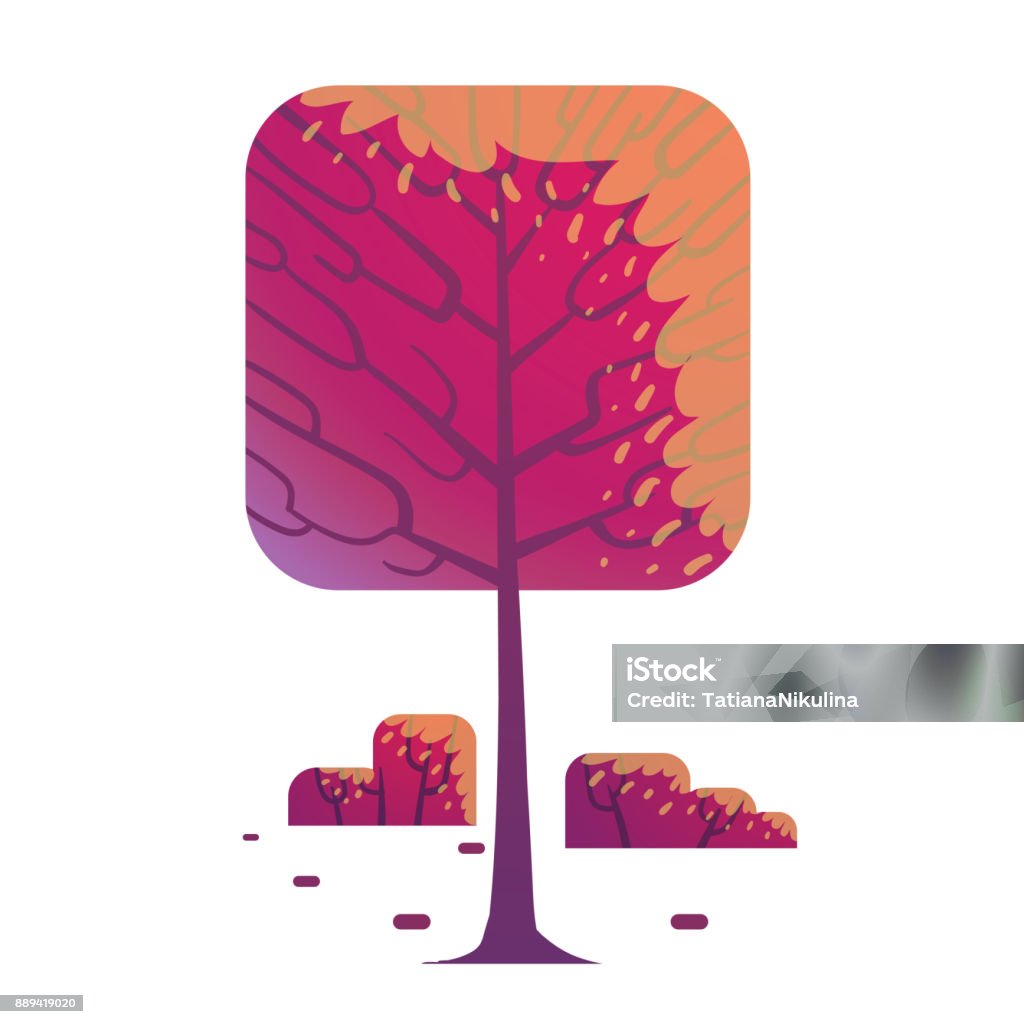 Tree Square Cartoon Graph Square Red Tree Stock Illustration - Download Image Now - Abstract, Art ...