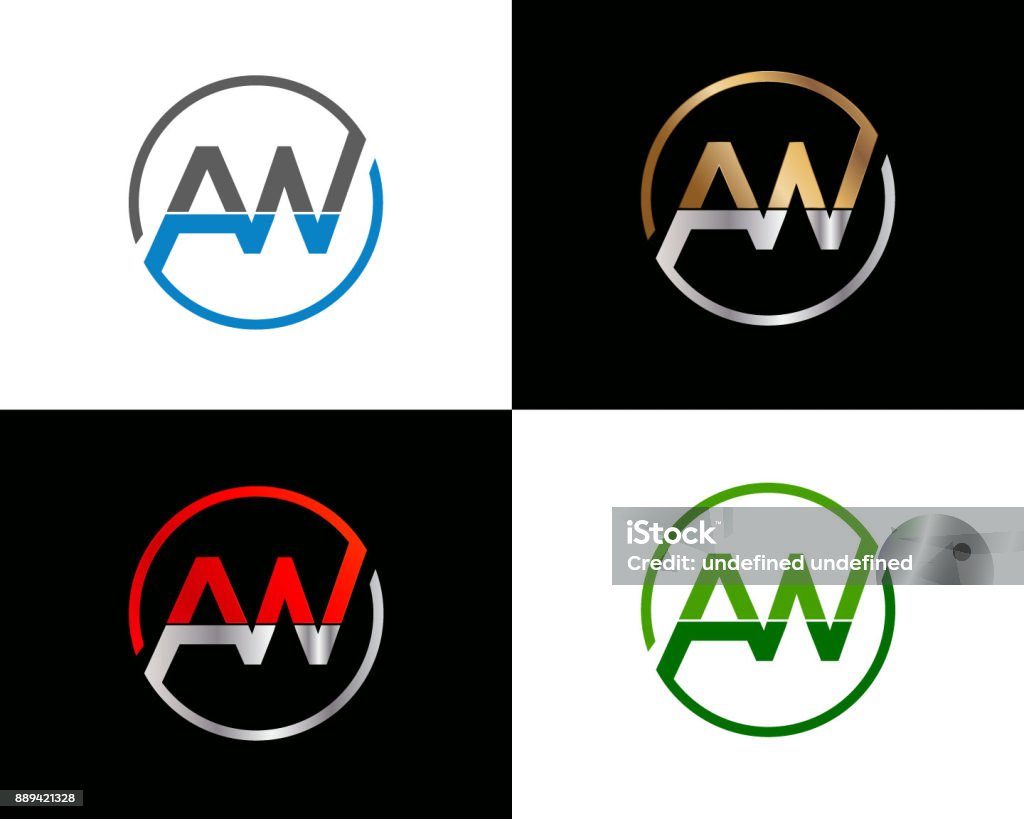 Aw Circle Shape Letter Design Stock Illustration Download Image Now