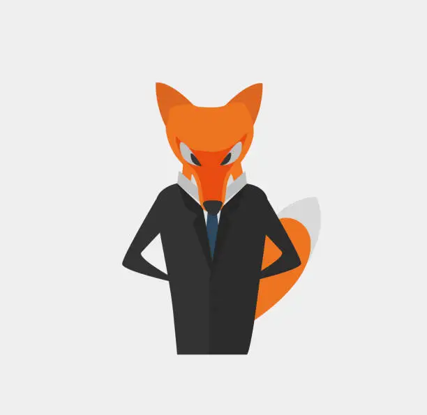 Vector illustration of Vector Illustration. Businessman - Fox as a Symbol of Cleverness and Craft. Element for Info Graphic, Corporation Graphic etc. Flat Design.