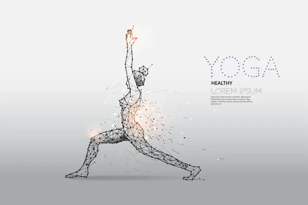 Vector illustration of The particles, geometric art, line and dot of Yoga