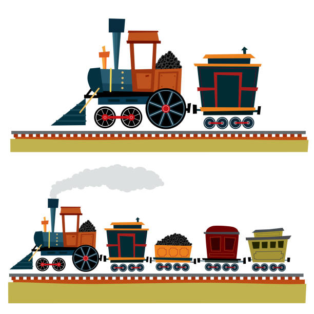Railway Train vector art illustration