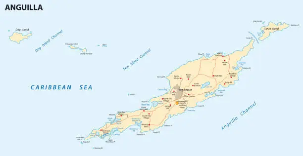 Vector illustration of anguilla road map