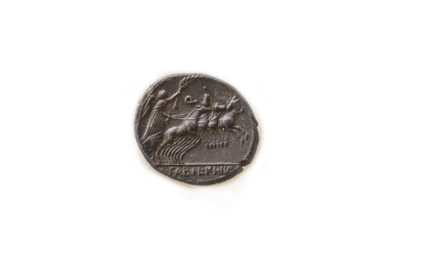 istock Bronze Roman Aes coin depicting a chariot 889486938