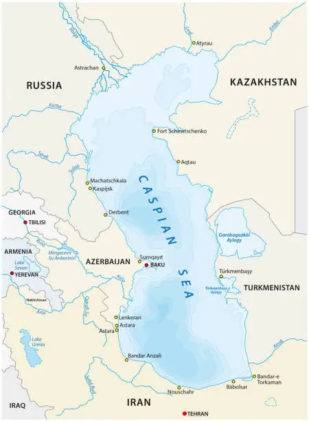 Vector illustration of caspian sea map