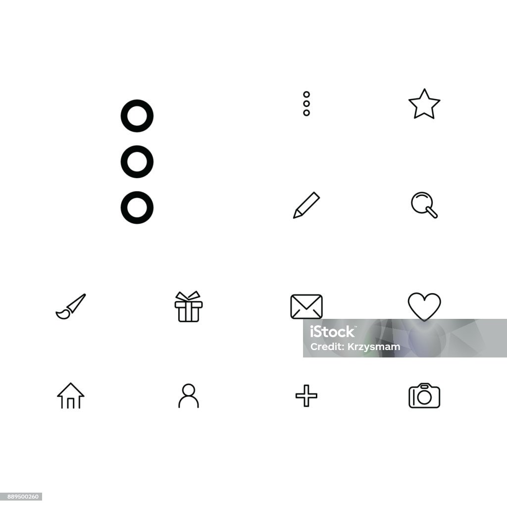 More icon in a set on a red circle. A set of thin, linear and modern icons for navigation, mobile and applications. Mobile, application and navigation icons. Symbol, set of icon, modern shape, thin, line. Icon Symbol stock vector