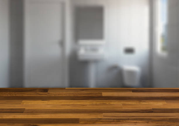 istock Background with empty wooden table. Flooring. The wooden table. Blurred interior. 889506646