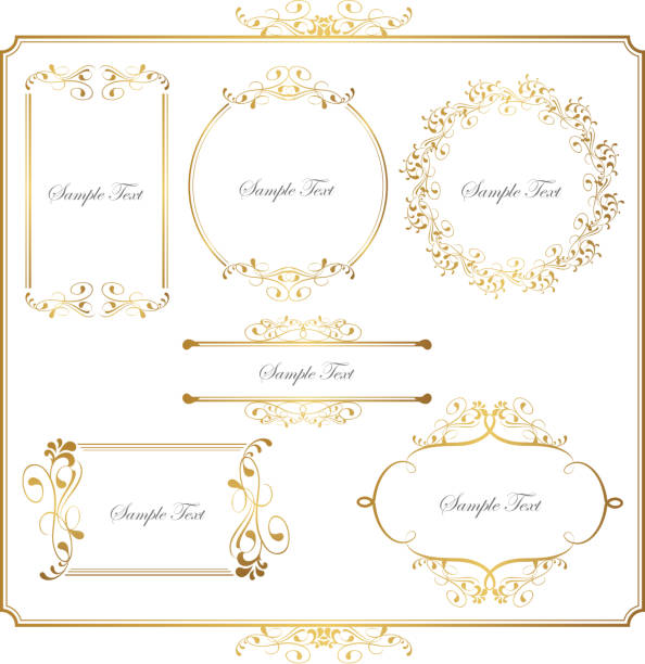 illustrazioni stock, clip art, cartoni animati e icone di tendenza di set telaio oro - picture frame frame gold ornate