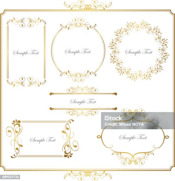 Gold Frame Set Stock Illustration - Download Image Now - Picture Frame, Border - Frame, Circle