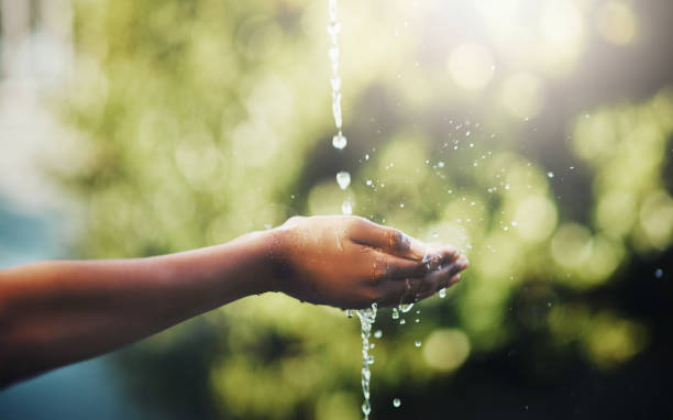 l'acqua è la chiave della vita - human hand water environment nature foto e immagini stock