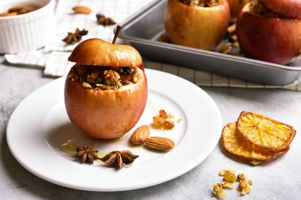 istock Baked apples with granola 889522182