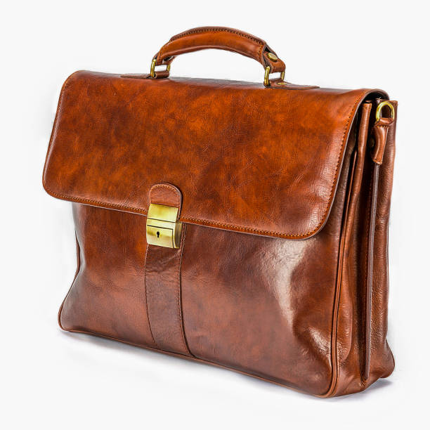 istock Brown elegant, modern leather briefcase  with Professional Style isolated on white background 889524710