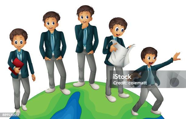 Businessman In Different Posts Around The World Stock Illustration -  Download Image Now - Adult, Art, Australia - iStock