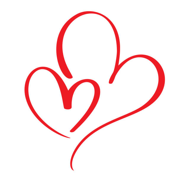 Two lovers heart. Handmade vector calligraphy. Decor for greeting card, mug, photo overlays, t-shirt print, flyer, poster design Two lovers heart. Handmade vector calligraphy. Decor for greeting card, mug, photo overlays, t-shirt print, flyer, poster design. bad heart stock illustrations