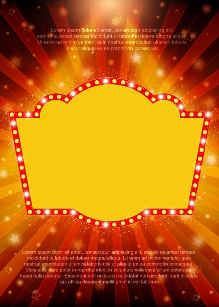szablon plakatu z banerem kasyna retro.  projekt prezentacji, koncertu, pokazu - music backgrounds gold star stock illustrations