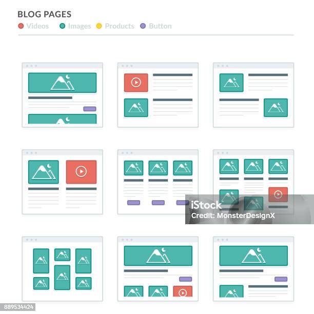 Website Wireframe Layouts Ui Kits For Site Map And Ux Design Stock Illustration - Download Image Now