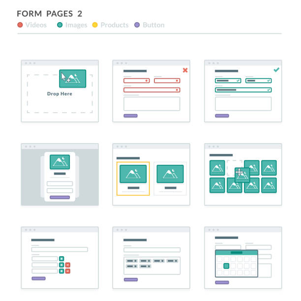 website wireframe layouts ui kits für sitemap und ux design - dragging stock-grafiken, -clipart, -cartoons und -symbole