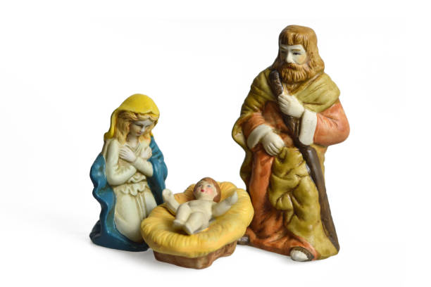 istock Christmas nativity scene isolated on white background 889557354