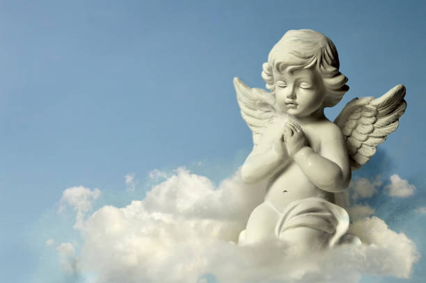 Angel guardian on the cloud Angel guardian on the cloud cherub stock pictures, royalty-free photos & images