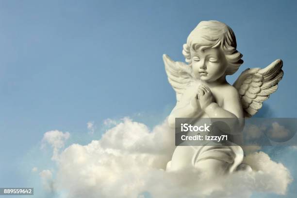 Angel Guardian On The Cloud Stock Photo - Download Image Now - Angel, Cherub, Baby - Human Age