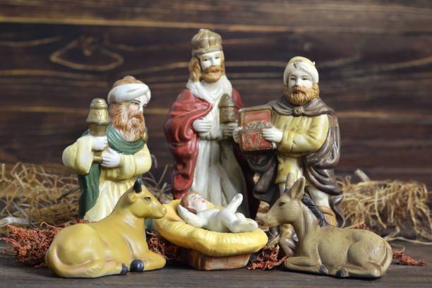 istock Christmas nativity scene with three kings and baby Jesus 889562866