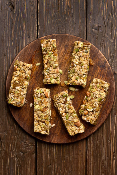 Cereal granola bar. Energy snack stock photo