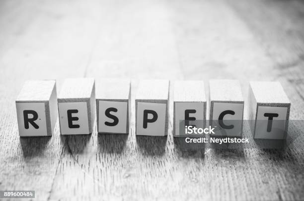 Concept Word On Cube Respect Stock Photo - Download Image Now - Respect, Working, People