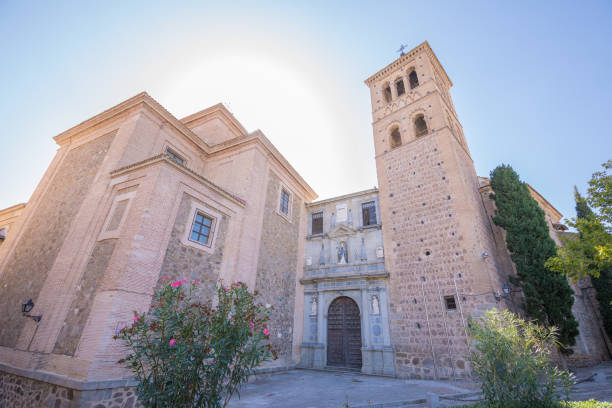 facade of ancient building convent Saint Martin, landmark and monument of fifteenth century in Toledo city, Spain, Europe