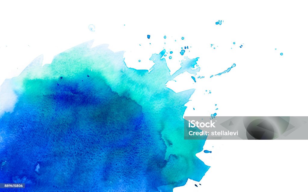 Bleu / fond Aquarelle avec des touches de vert - Photo de Aquarelle libre de droits