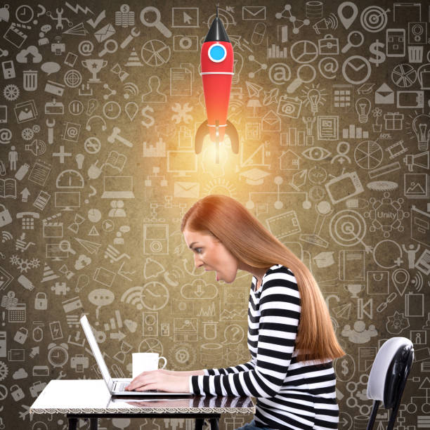 istock Shocked businesswoman working on laptop 889629986