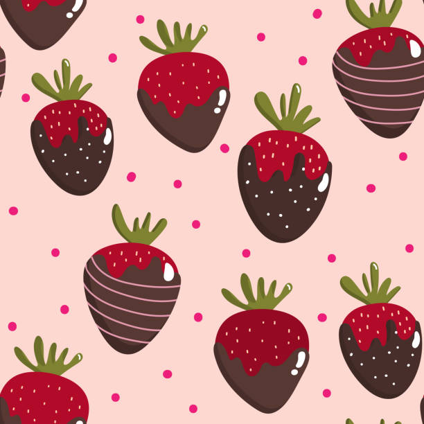 Strawberry Chocolate Seamless Pattern Stock Illustration - Download Image  Now - Strawberry, Chocolate Dipped, Dipping - iStock