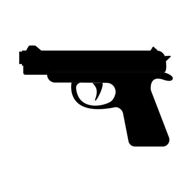 ilustraciones, imágenes clip art, dibujos animados e iconos de stock de gan. armas de fuego. un primer plano la arma pistola. gan aislado sobre fondo blanco. vector. - arma de mano