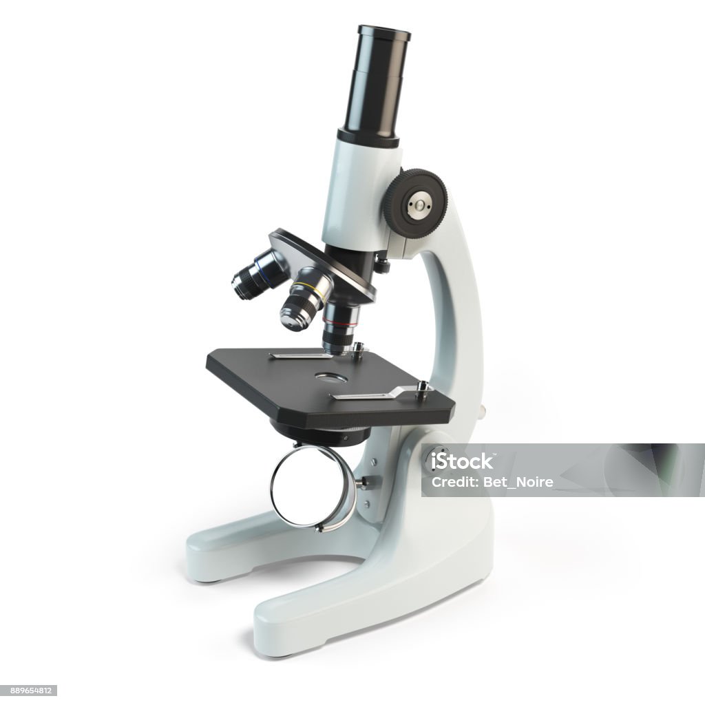 Microscope isolated on white background. Microscope isolated on white background. 3d illustration Microscope Stock Photo