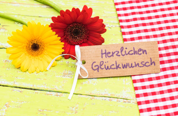 istock Congratulation card with colorful flowers 889657726