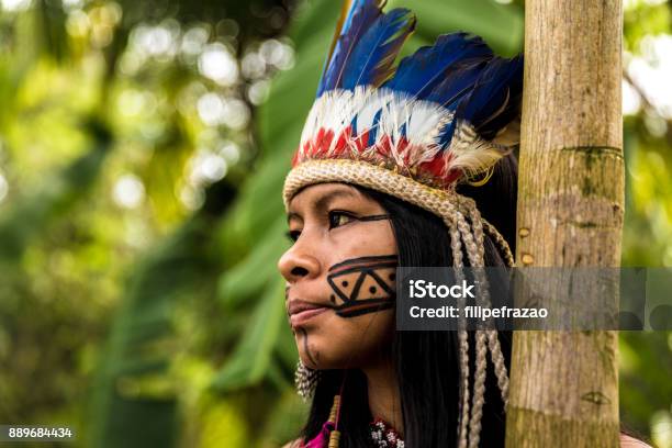 Indigenous Girl From Tupi Guarani Tribe In Manaus Brazil Stock Photo - Download Image Now