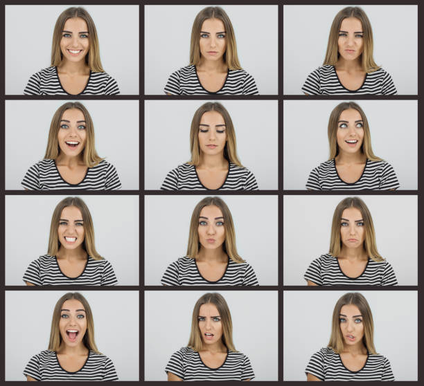 istock Young woman making various facial expressions 889684688