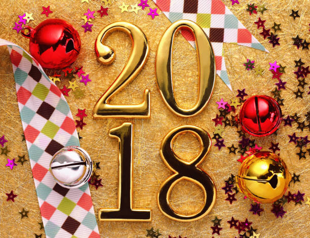 istock Gold 2018 and colorful decoration. 889689096