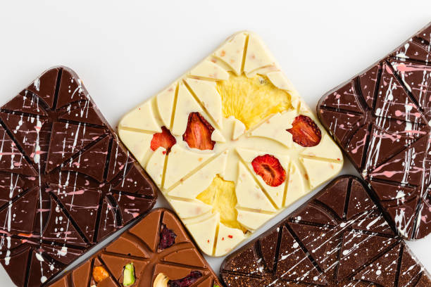 istock Luxury handmade chocolate bars on white background 889695428