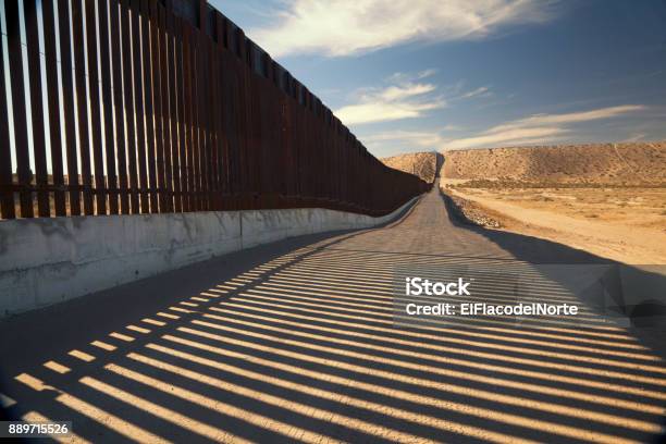 Us Border Wall Fence Stock Photo - Download Image Now - Geographical Border, Mexico, International Border Barrier