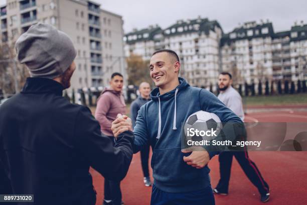 Fairplay Before The Game Stock Photo - Download Image Now - Soccer, Friendship, Soccer Ball