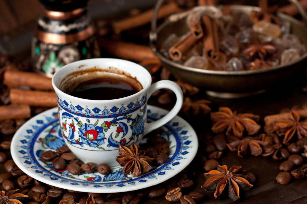 istock Cup of aromatic coffee with  sweets 889758852