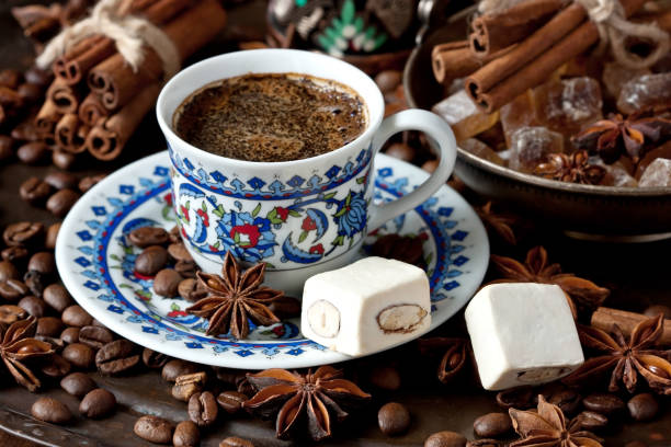 istock Cup of aromatic coffee with  sweets 889758890