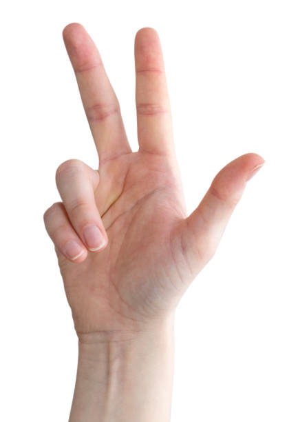 istock number three hand gesture of a caucasian female 889766080