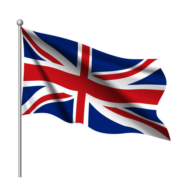 wehende flagge von großbritannien stand. - england stock-grafiken, -clipart, -cartoons und -symbole